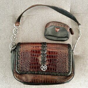 Brighton Small Crocodile Leather Shoulder Purse With Coin Purse